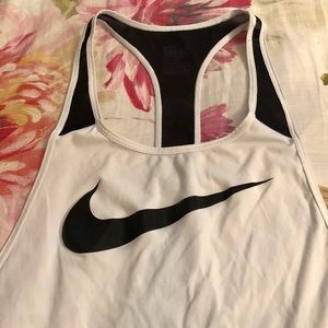 White Loose Nike Muscle Razor Back Dri Fit Tank